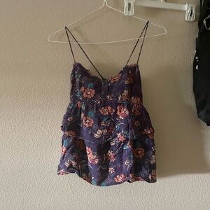 EUC American Eagle Outfitters Y2K babydoll floral ruffle camisole top in purple